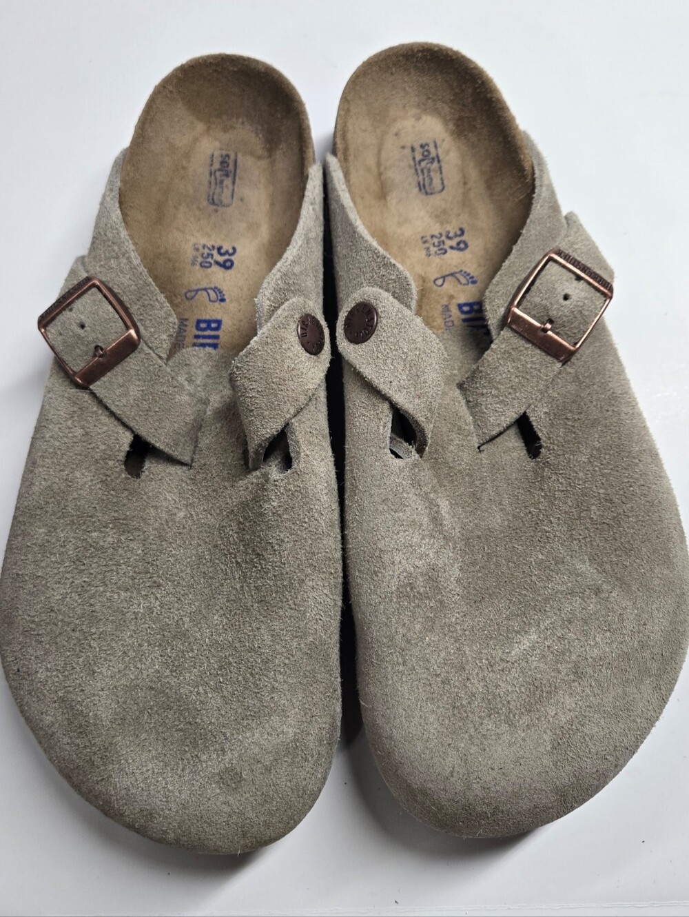 Birkenstock BOSTON Taupe Leather Clogs